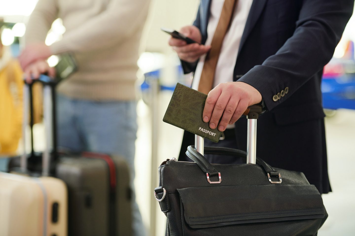Man with documents at airport